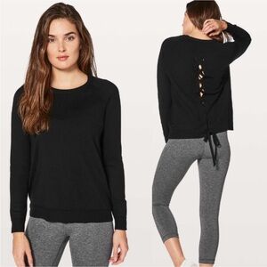 Lululemon Tied To You Sweater Black Merino Wool